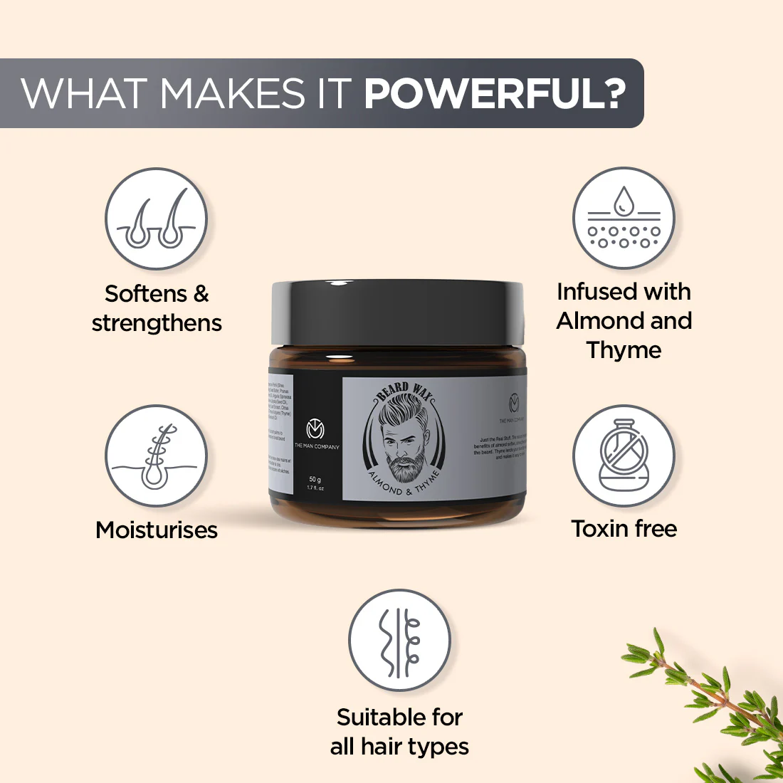 Beard Wax | Almond & Thyme - Image 3